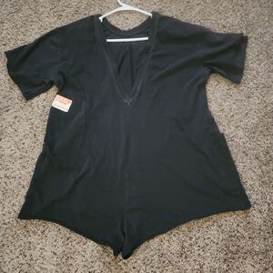 Free People Charcoal V-Neck Romper